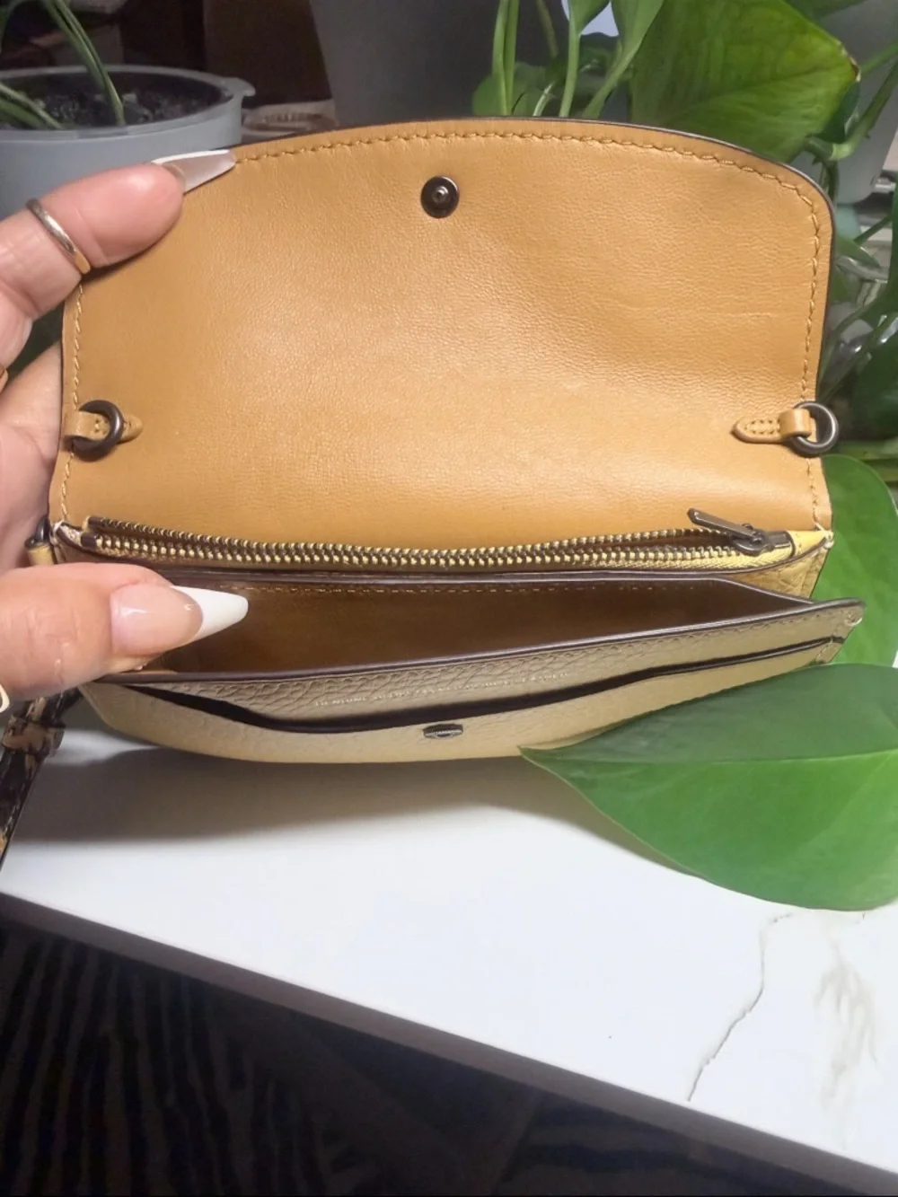 COACH HAY YELLOW/COLORBLOCK EXOTIC SNAKESKIN CLUTCH - Picture 3 of 8